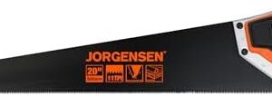 JORGENSEN 20 Inch Black Coated Pro Hand Saw, 11 TPI Fine-Cut Ergonomic Non-Slip Aluminum Ultrasonic Welding Handle for Sawing, Trimming, Gardening, Woodworking, Drywall, Plastic Pipes -