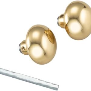 HOME MASTER HARDWARE Brass Door Knobs Set with Spindle, 2-1/4 in Vintage Door Knob, Old Style Door Knob Replacement for Mortise Lock Interior Doors -