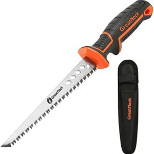 GreatNeck 74027 Rasping Jab Saw and Sheath, Drywall Cutter, Hand Saw for Drywall, For Keyhole Saw Kit, Sheetrock Saw, Ergonomic Handle, 8 TPI -