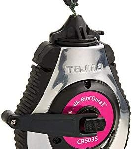 TAJIMA Chalk Line - Chalk-Rite Dura Chalk Box with 100ft Extreme Bold 1.8 mm Snap Line & Integrated Handle Release - CR503S -