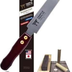 Temple Tool Co. Japanese Flush Cut Saw - 6 Inch Double Edge Pull Saw for Flush Cutting Dowels, Pegs, Wedges - Hardwood Softwood -