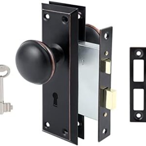 Toptotoo Mortise Lock Set for Interior Door, Vintage Antique Door Knobs with Lock and Skeleton Key, Old Door Knob Replacement Fits 1-3/8 in 1-3/4 in, Classic Oil Rubbed Bronze Finish : Beauty & Personal Care