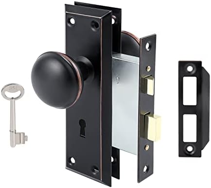 Toptotoo Mortise Lock Set for Interior Door, Vintage Antique Door Knobs with Lock and Skeleton Key, Old Door Knob Replacement Fits 1-3/8 in 1-3/4 in, Classic Oil Rubbed Bronze Finish : Beauty & Personal Care