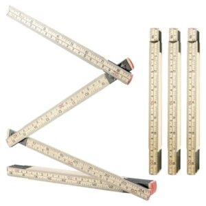 QWORK Folding Wood Rule, 4 Pack, 6FT 6 Inch Foldable Ruler with US and Metric Measurements for Carpenters -