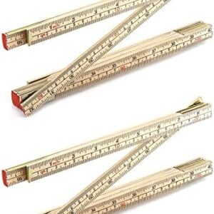 QWORK Folding Wood Rule, 2 Pack, 6FT 6 Inch Foldable Ruler with US and Metric Measurements for Carpenters -