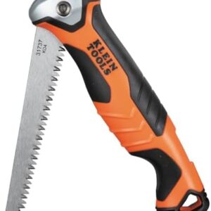 Klein Tools 31737 Folding Jab Saw / Drywall Hand Saw with Lockback at 180 and 125 Degrees and Tether Hole -