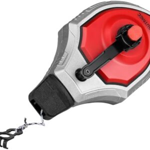 HAUTMEC Pro Chalk Line, 30m/100ft Chalk Reel with 61 Gear Ratio Chalk Line Tool, Chalk Box, Suitable for Carpenters and Builders, HT0356 -