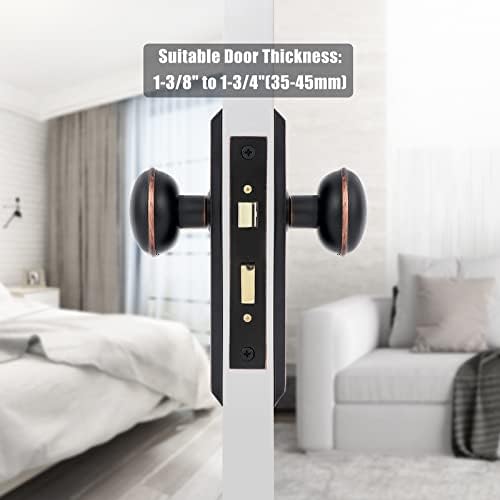 Toptotoo Mortise Lock Set for Interior Door, Vintage Antique Door Knobs with Lock and Skeleton Key, Old Door Knob Replacement Fits 1-3/8 in 1-3/4 in, Classic Oil Rubbed Bronze Finish : Beauty & Personal Care - Image 5
