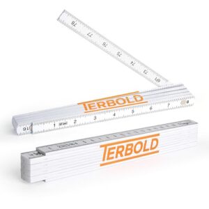 Terbold 2pk Folding Ruler Yard Stick | 6ft Imperial 2m Metric Measuring Stick | Durable Fiberglass Foldable Yardstick Tape Measure Construction Rulers -