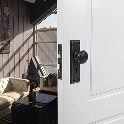 Toptotoo Mortise Lock Set for Interior Door, Vintage Antique Door Knobs with Lock and Skeleton Key, Old Door Knob Replacement Fits 1-3/8 in 1-3/4 in, Classic Oil Rubbed Bronze Finish : Beauty & Personal Care - Image 9