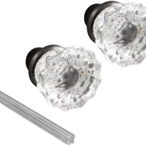 Prime-Line E 28317 Mortise Style Fluted Glass Door Knobs - Perfect for Replacing Broken Antique Lock Sets on Interior Doors, Features 2 In. Outside Diameter Knobs, Classic Bronze (1 Set) -