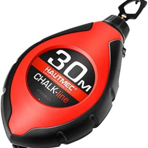 HAUTMEC Chalk Line with 30m/100ft Chalk Line Tool, 61 Gear Ratio Chalk Box, Ideal for Deck Builders, Framers, and Roofers HT0108-CL -