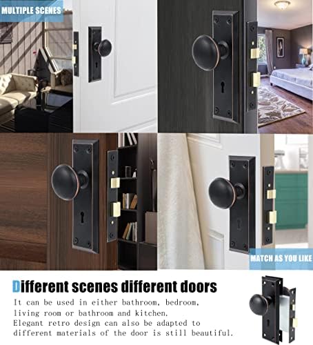 Toptotoo Mortise Lock Set for Interior Door, Vintage Antique Door Knobs with Lock and Skeleton Key, Old Door Knob Replacement Fits 1-3/8 in 1-3/4 in, Classic Oil Rubbed Bronze Finish : Beauty & Personal Care - Image 8