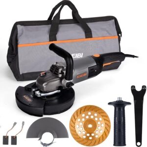 KSEIBI 711985 Concrete Grinder 7 Inch - Angle Grinder Kit with Dust Extraction Shroud, 2400W 15A Motor, 6000RPM, Includes Auxiliary Handles & 9 Inch Protective Guard, Diamond Cup Wheel, Carrying Bag -
