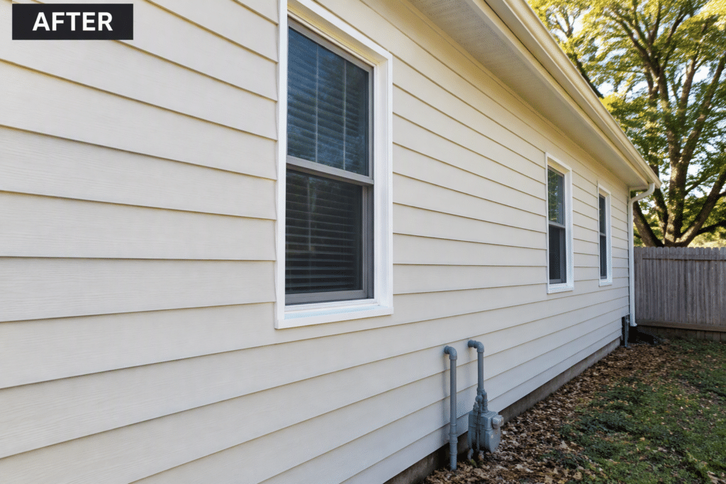 Restored historic wood lap siding after AHC siding restoration