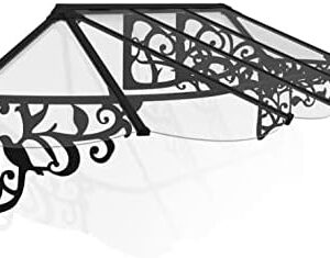 Palram - Canopia Lily 11' x 3' Victorian Door/Window Awning, Black/Clear | Fixed Outdoor Awning DIY Kit for House, Acrylic UV Protected, Durable Galvanized Steel Metal Frame, Weather Resistant : Patio, Lawn & Garden