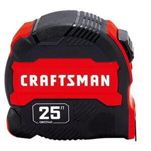 CRAFTSMAN 25-Ft Tape Measure with Fraction Marketing, Retractable, Manual-Locking Blade (CMHT37443S) -